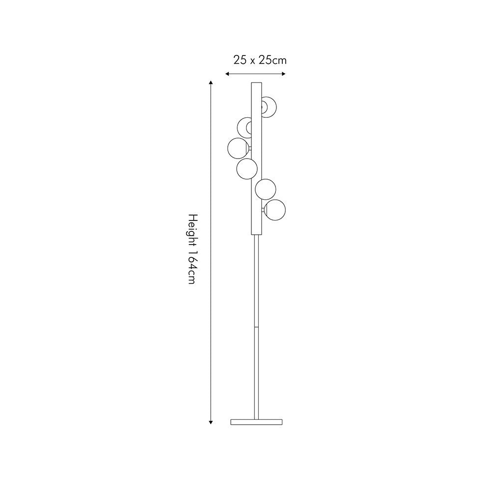 Blair Smoke Glass Ball & Black Metal Floor Lamp